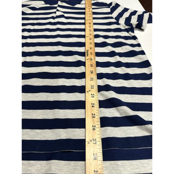 Polo Ralph Lauren Mens Polo Shirt Short Sleeve Blue Gray Stripe L Preppy Classic - Picture 6 of 7